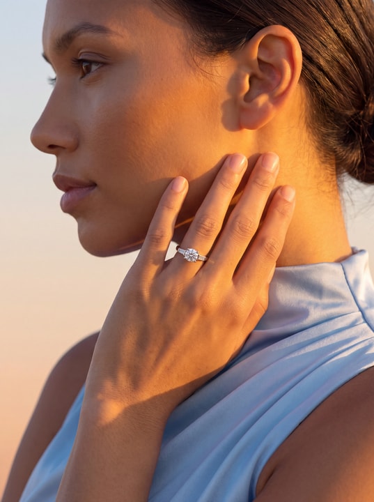 diamond dress rings white gold Baguette Accented Engagement Ring in (0.25 Carat) white gold diamond ring