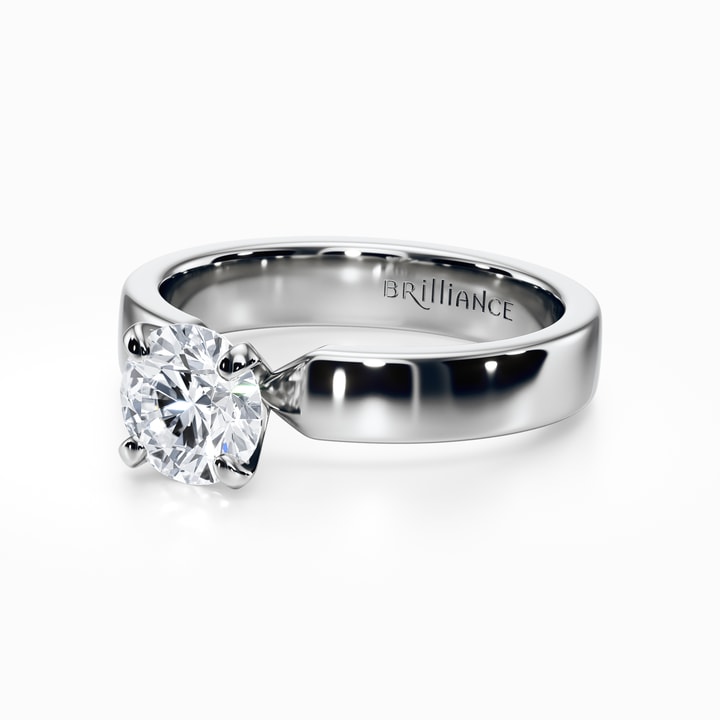 4mm Wide Diamond Engagement Ring In Platinum