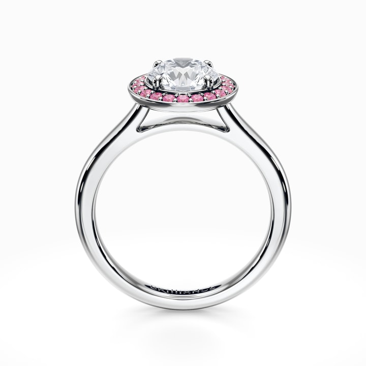 Pink Sapphire Halo Engagement Ring In White Gold