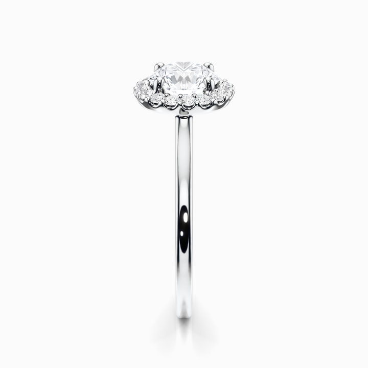 1.90 Carat Cubic Zirconia Halo Engagement Ring - 18K White/Rose Gold Plated, Size 9, Pave Band