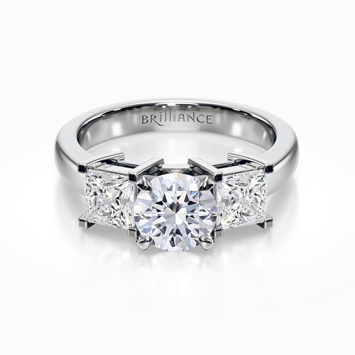 Pretty 0.50 Carat 14k White Gold 3-Stone Princess Diamond Engagement Ring For Her - Size 5.5, 1/2 CT Sparkler