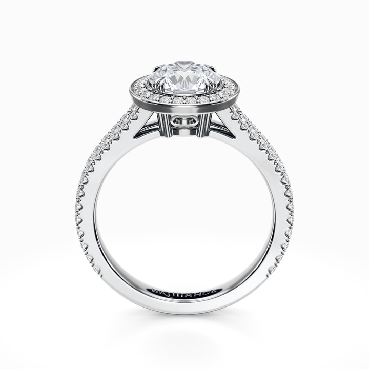 White Gold Split Shank Pave Halo Diamond Engagement Ring