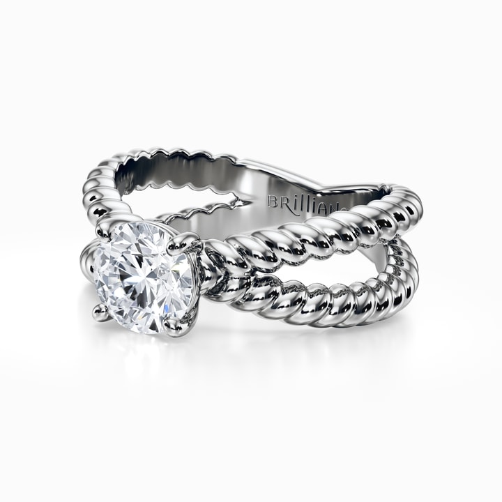Platinum Twisted Crossover Split Shank Engagement Ring