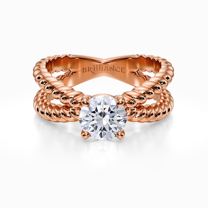 Twisted Cable Crossover Engagement Ring In Rose Gold