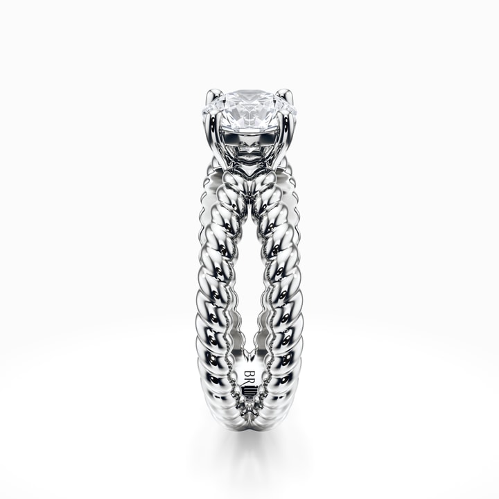 Twisted Cable Crossover Engagement Ring In White Gold