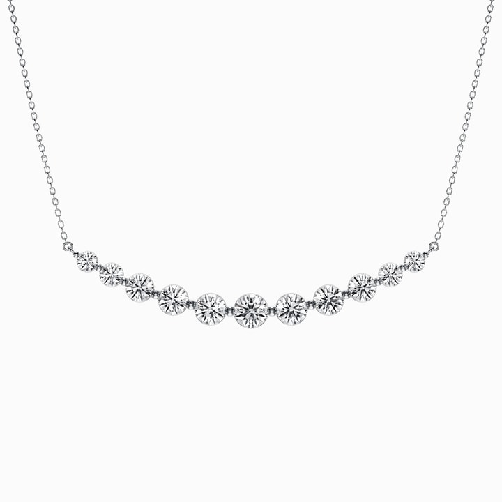 Graduated Lab Diamond Segment Necklace in White Gold (3 Carat)