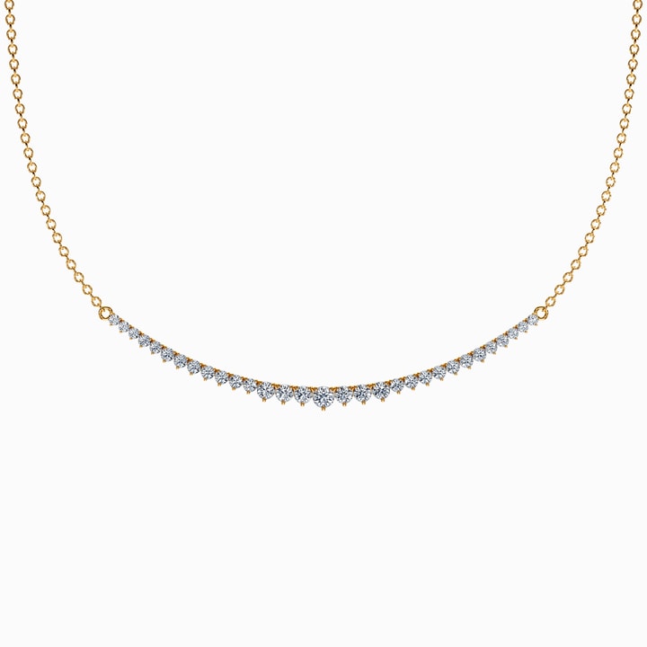 Graduated Diamond Chain Graduated Lab Diamond Segment Necklace in Yellow Gold (1.50 Carat)