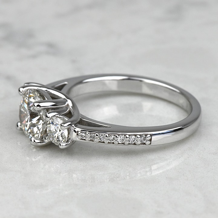 1.60 Carat Lab Grown Round Diamond 3-Stone Trellis Engagement Ring