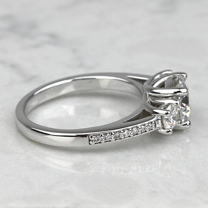 1.60 Carat Lab Grown Round Diamond 3-Stone Trellis Engagement Ring