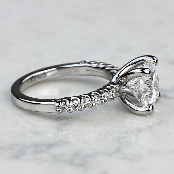 Engagement Rings Inverted 2.50 Carat Lab Grown Round Diamond Reverse Trellis Engagement Ring