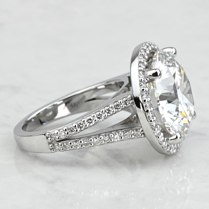 9 Carat Lab Created Round Diamond Halo Split Shank Engagement Ring