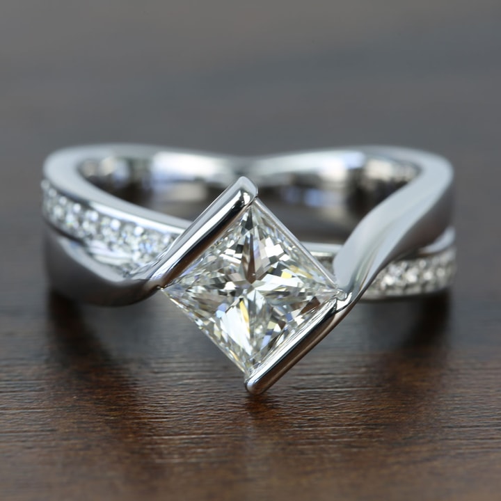 Semi Bezel Set Diamond Bridge Engagement Ring