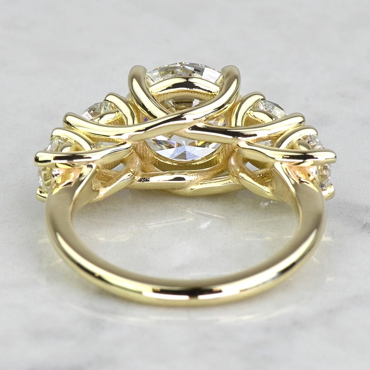 Custom 2.50 Carat Lab Grown Round Diamond Five Stone Trellis Engagement ...