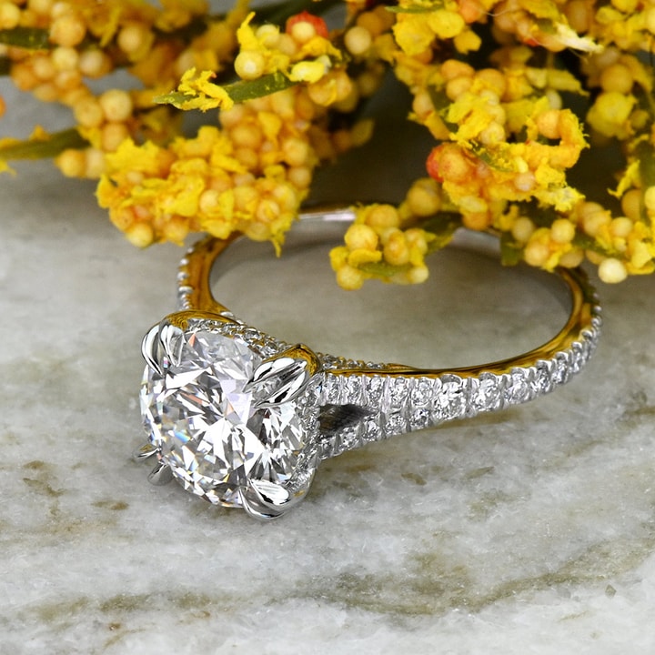 Custom 2.50 Carat Round Diamond Split Shank Engagement Ring