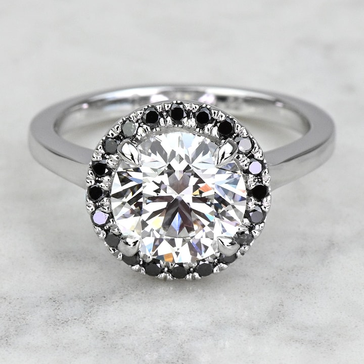 Custom 2 Carat Lab Grown Round Diamond Engagement Ring with Black ...