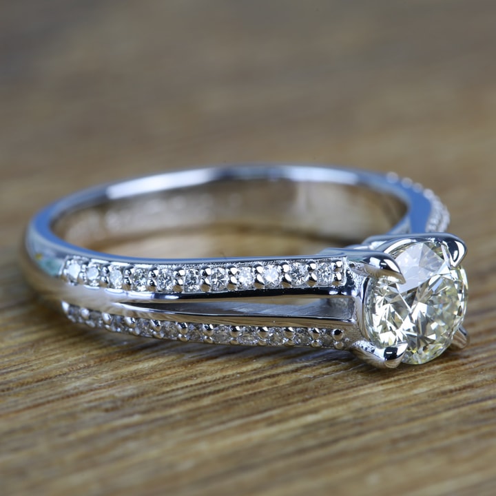 Round Diamond Split Shank Engagement Ring (0.90 Carat)