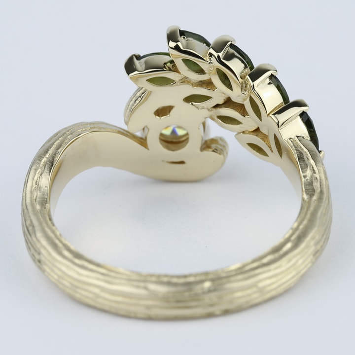 Nature Inspired Tree Engagement Ring With Engraved Bark