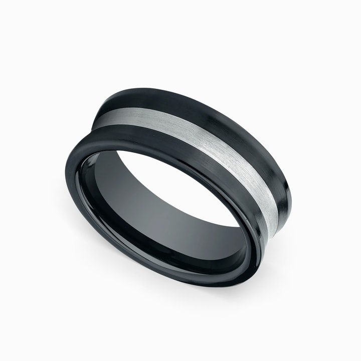 Ceramic And Silver Ring For Men
