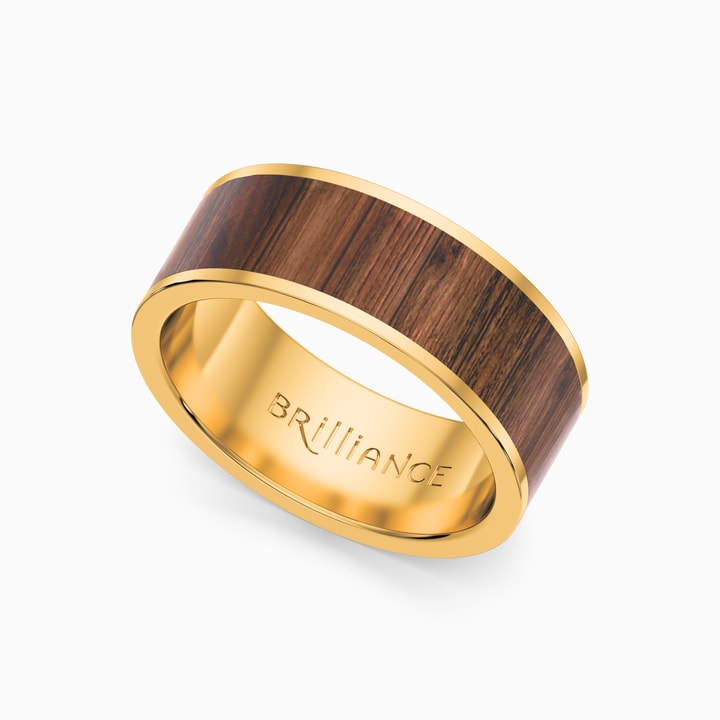 Dawn Patrol - 14K Yellow Gold with Wide KOA Wood Inlay