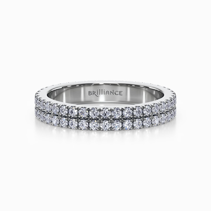 Double Row Eternity Petite Pave Diamond Wedding Ring in White Gold
