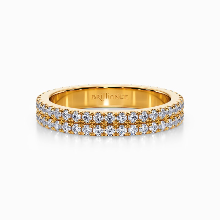 Double Row Eternity Petite Pave Diamond Wedding Ring in Yellow Gold