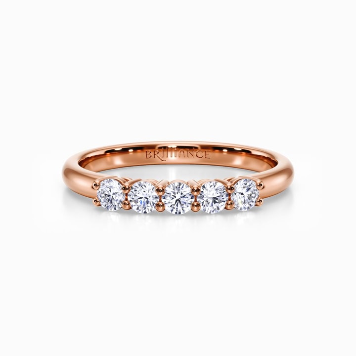 Five Diamond Wedding Ring in Rose Gold (0.32 Carat)