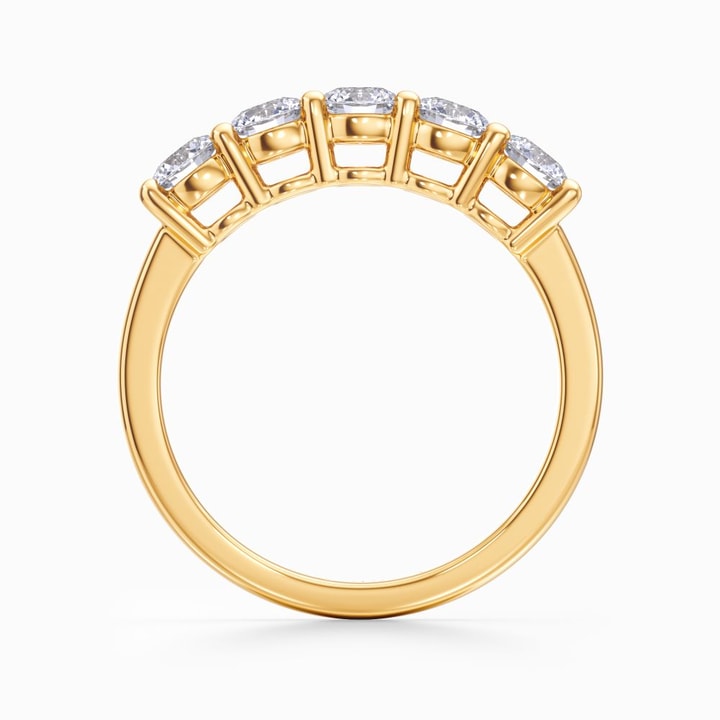 Five Diamond Wedding Ring in Yellow Gold (0.98 Carat)