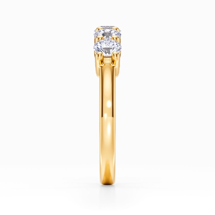 Five Diamond Wedding Ring in Yellow Gold (0.98 Carat)