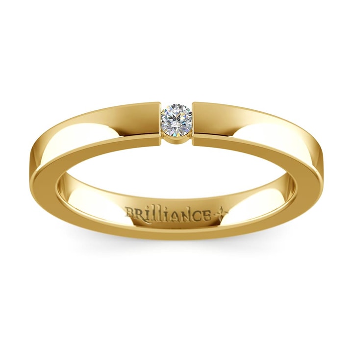 Flat Promise Ring with Round Diamond in Yellow Gold (2.75mm) | Thumbnail 02