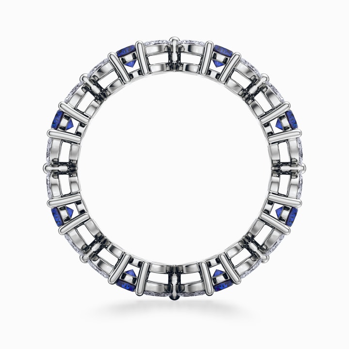 Floral Cluster Diamond and Sapphire Wedding Ring in Platinum Floral Cluster Diamond and Sapphire Wedding Ring in Platinum