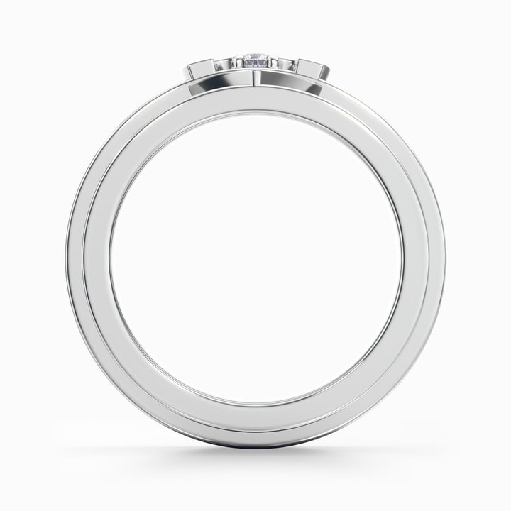 Matching Couple Wedding Ring Set - Women's White Gold Plated Heart CZ Bridal Set & Men's Stainless Steel Band