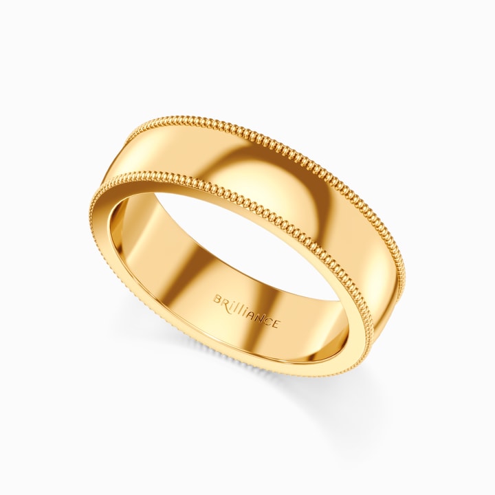 Milgrain Comfort-Fit Men's Wedding Band in Yellow Gold (6 mm)