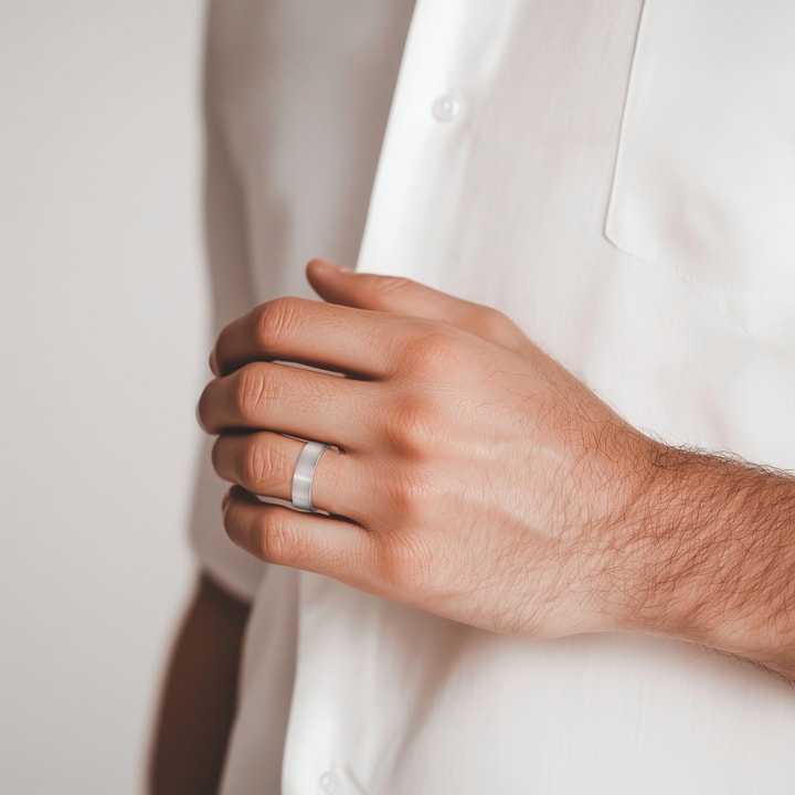 White Gold Satin Finish Wedding Ring for Men