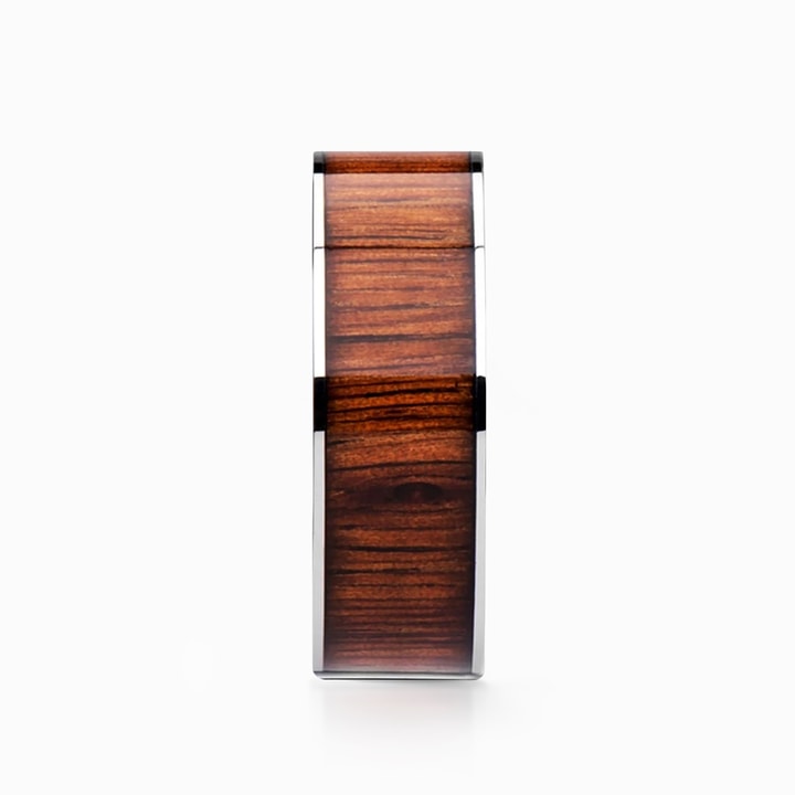 Wide Koa Wood Inlay Men's Wedding Ring in Tungsten (8mm)