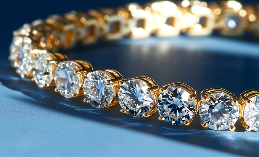 Diamond bracelet on yellow surface