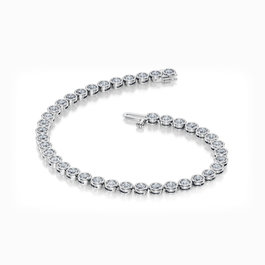 Bezel Round Lab Diamond Tennis Bracelet in White Gold (5 Carat)