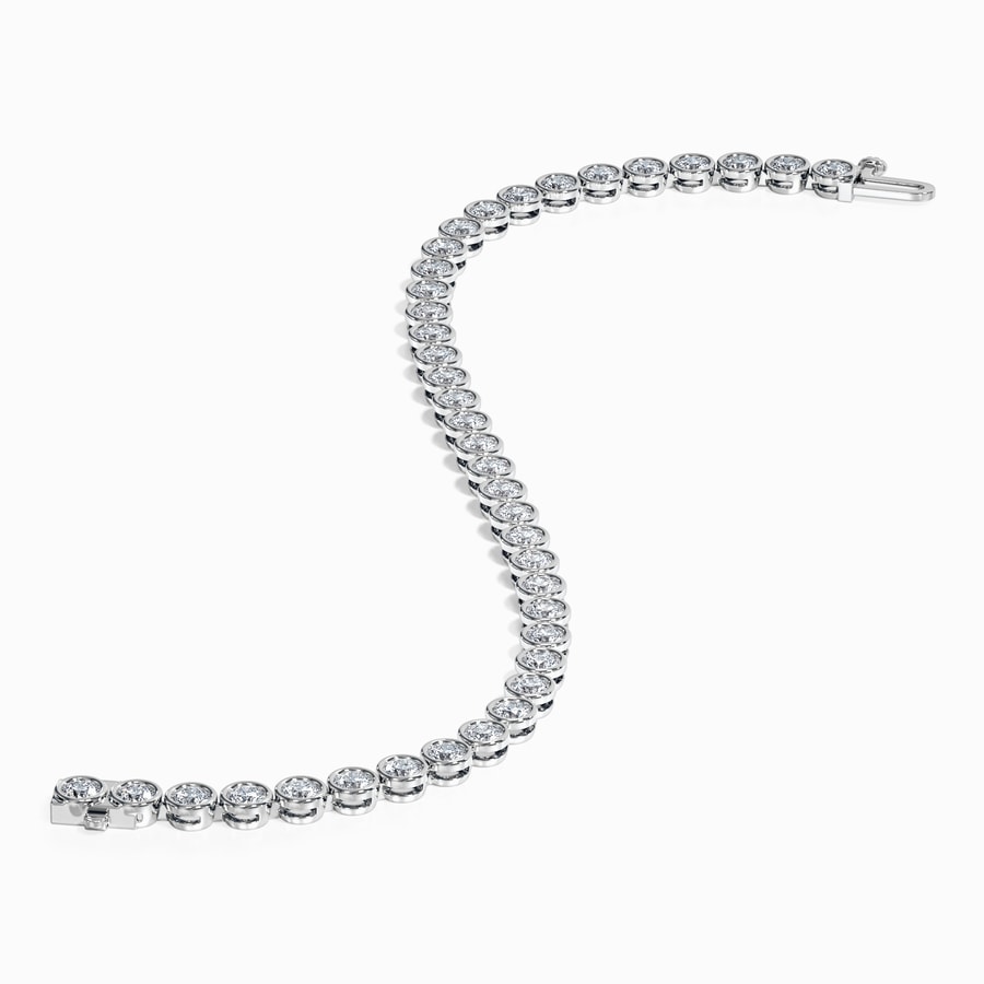 Bezel Round Lab Diamond Tennis Bracelet in White Gold (5 Carat)