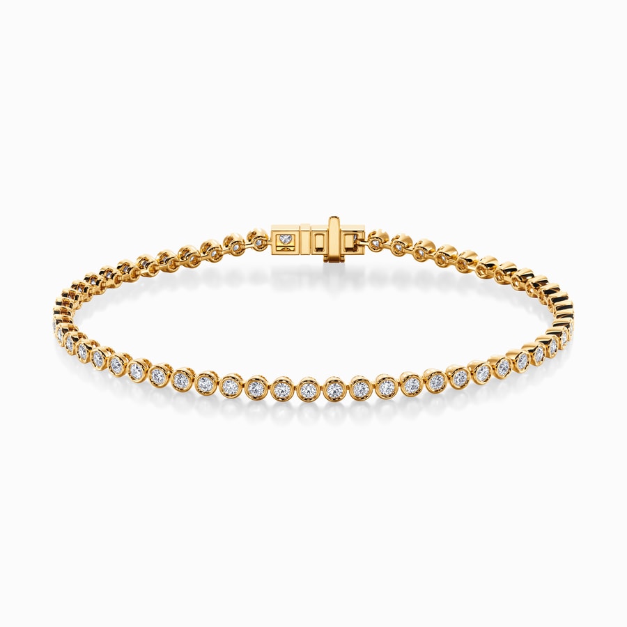 Bezel Round Lab Diamond Tennis Bracelet in Yellow Gold (2 Carat)