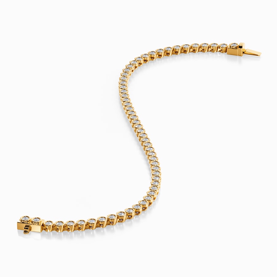 Bezel Round Lab Diamond Tennis Bracelet in Yellow Gold (2 Carat)