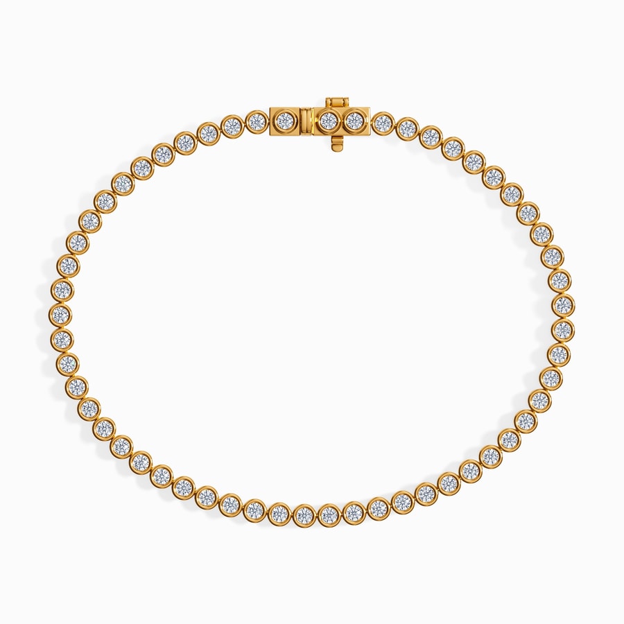 Bezel Round Lab Diamond Tennis Bracelet in Yellow Gold (2 Carat)