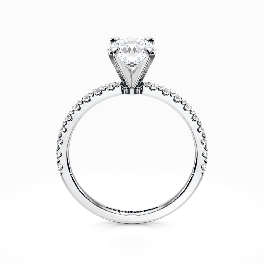 Petite Pave Diamond Engagement Ring in White Gold (0.22 carat)