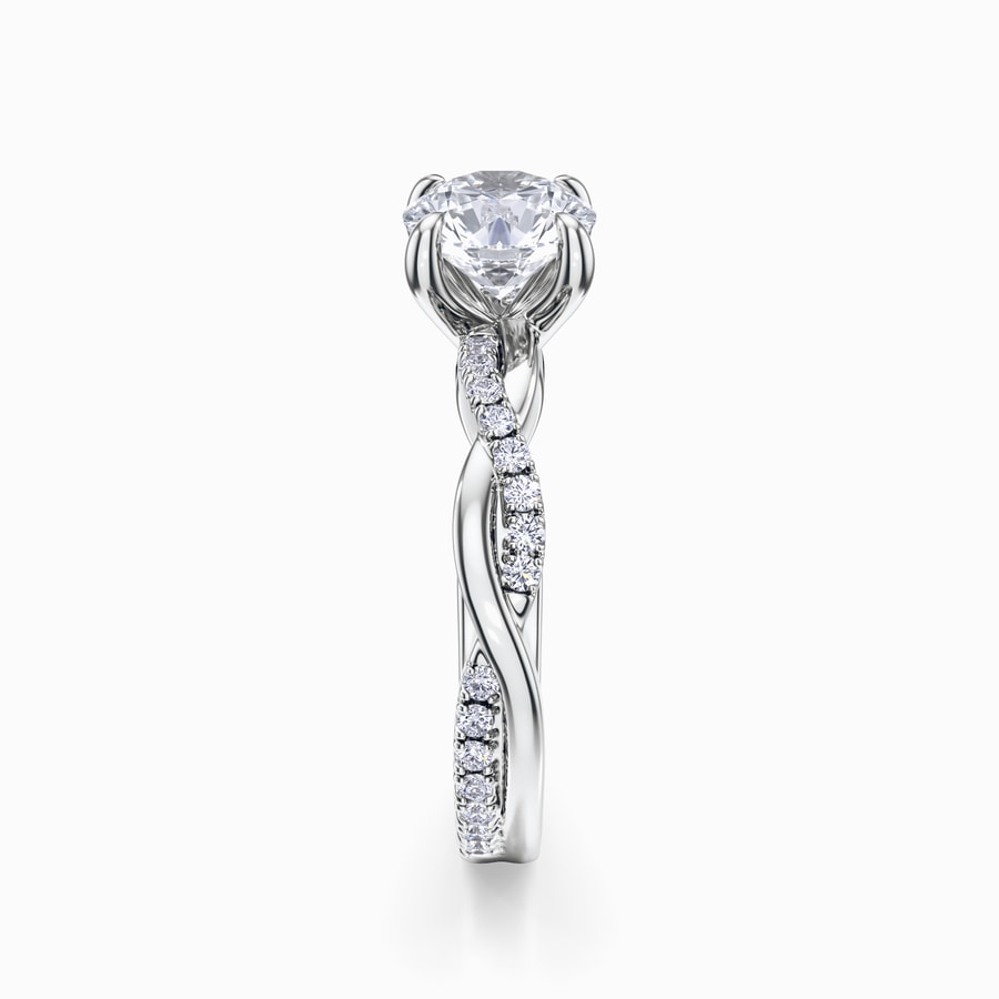 Luxe Twisted Band Diamond Engagement Ring in White Gold