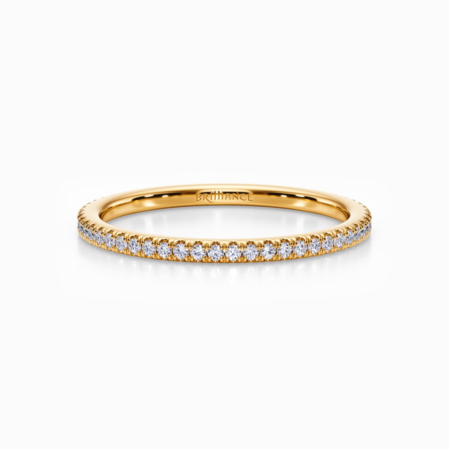 Elegant Thin Diamond Wedding Band in Yellow Gold