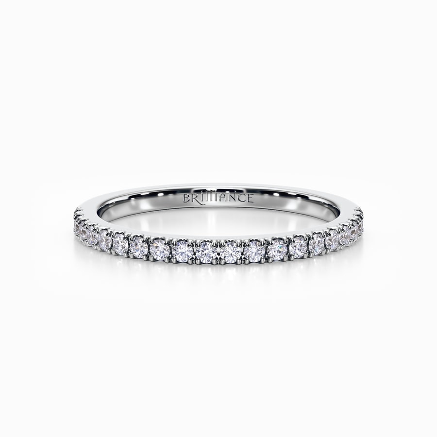 Petite Pave Diamond Wedding Ring in White Gold (0.24 Carat)