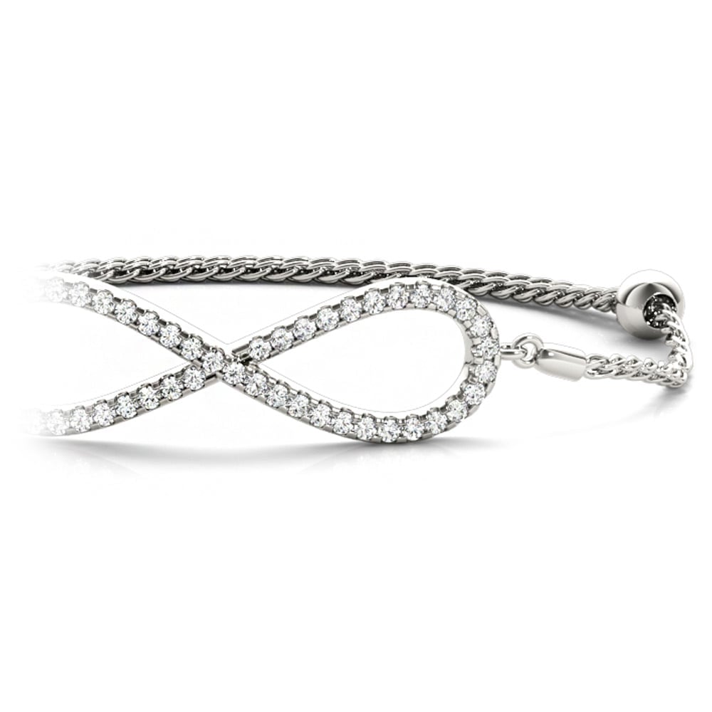 0.50 Carat White Gold Diamond Infinity Bracelet - Adjustable | 01