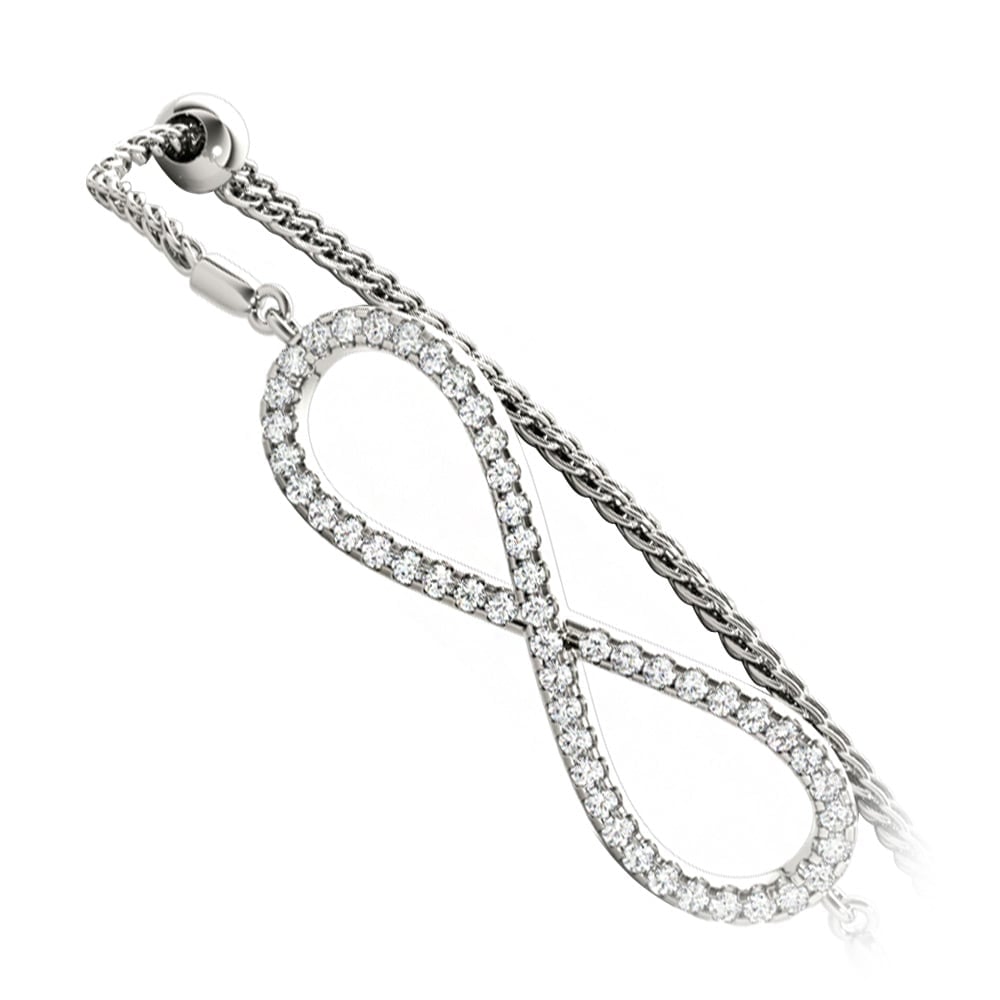 0.50 Carat White Gold Diamond Infinity Bracelet - Adjustable | 02