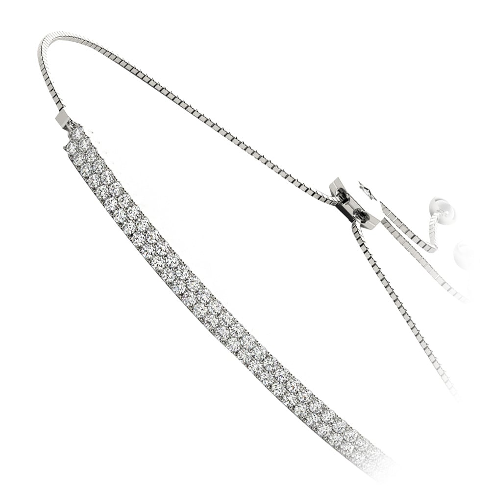 Adjustable 0.50 Carat Double Row Diamond Bracelet in White Gold | 02