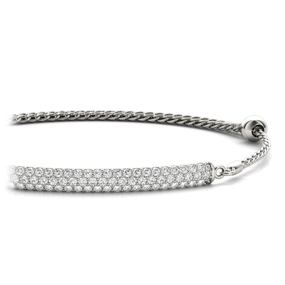 Adjustable Triple Row Diamond Bracelet in White Gold - 3/4 ctw | 01