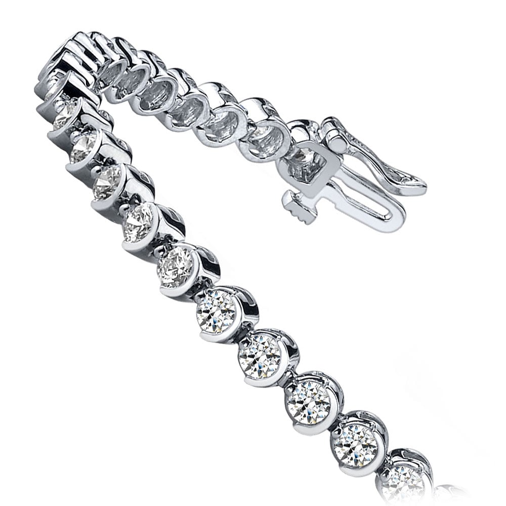 Half Bezel Set Diamond Bracelet In White Gold (One Carat) | 02