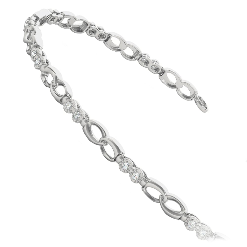 Delicate Link Diamond Bracelet in White Gold (1/8 ctw) | 02